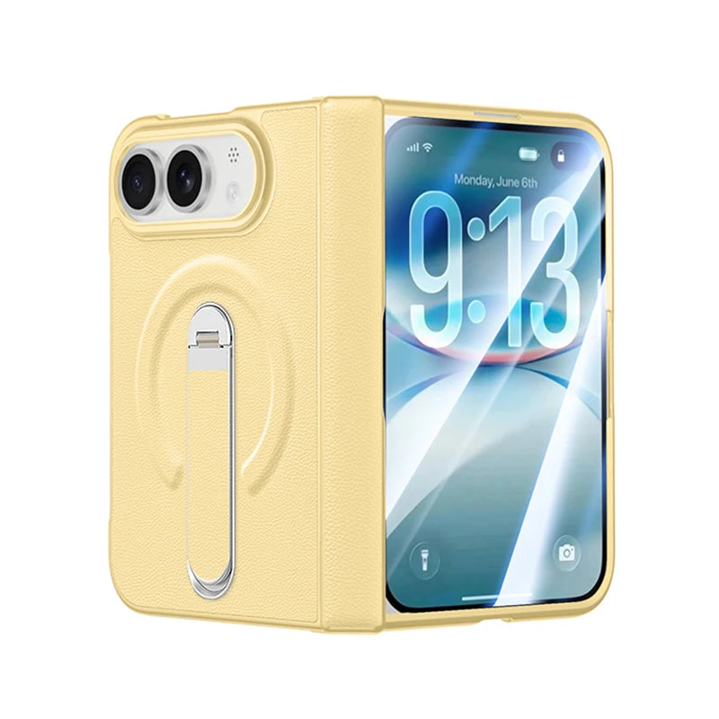 Hinge Protection Kickstand Case with MagSafe Metal Holder for iPhone Duo