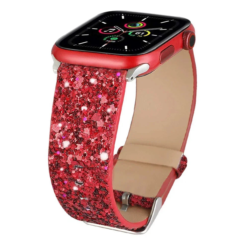 Luxury Shiny Glitter Leather Strap for Apple Watch