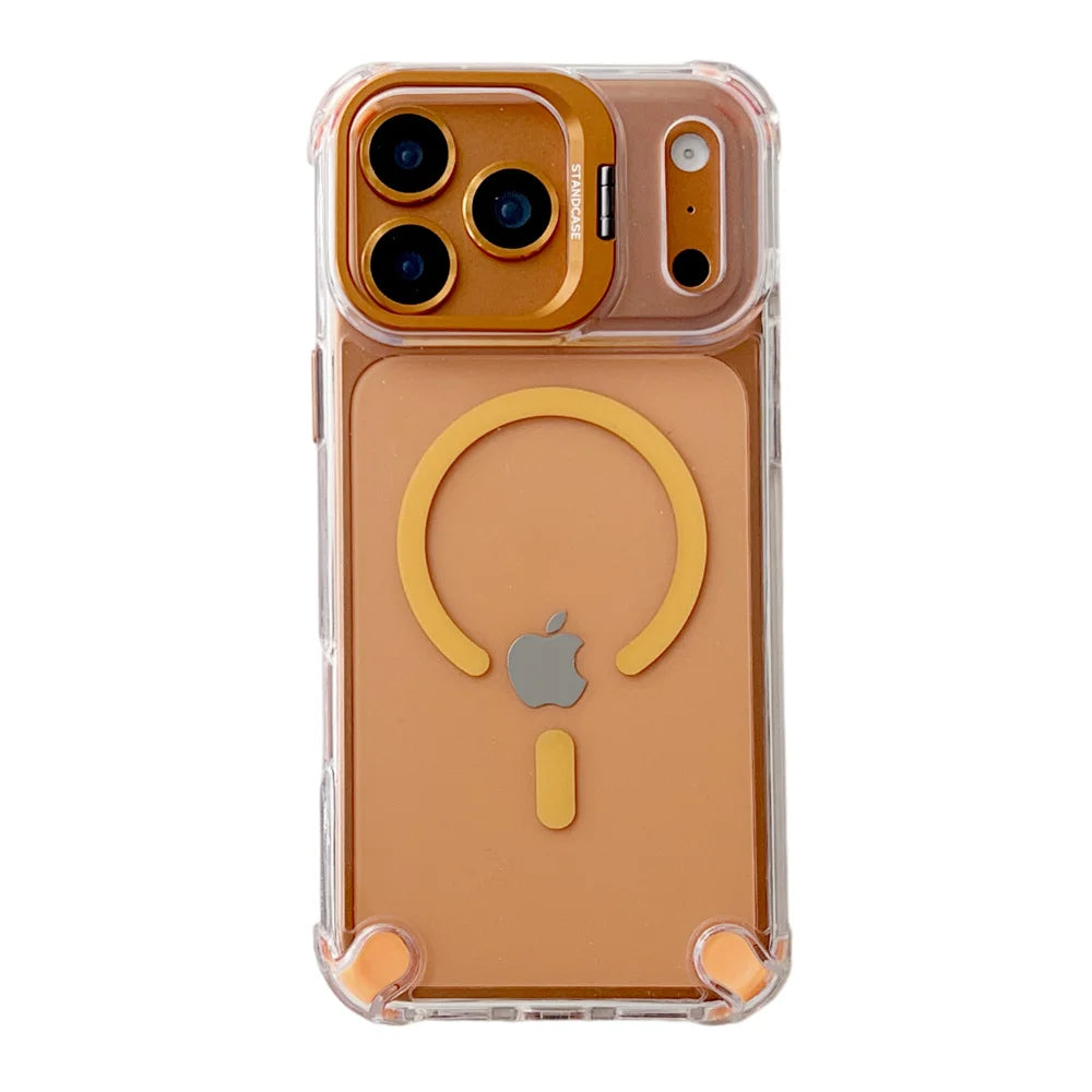 Slim Clear MagSafe Protective Case with Metal Stand for iPhone 17 Series