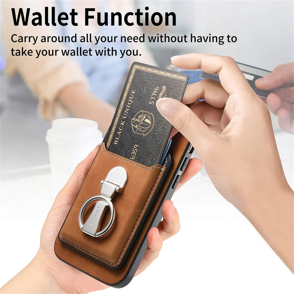 Detachable Magsafe Leather Wallet Case for iPhone 16 Series