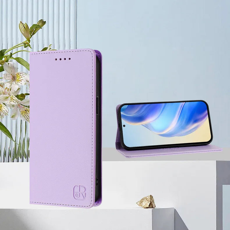 RFID-Blocking Leather Book Cover for OPPO Find X9 / X9 Pro