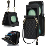 Crossbody Leather Wallet Case with Zipper & Card Holder for Samsung Galaxy Z Flip 6