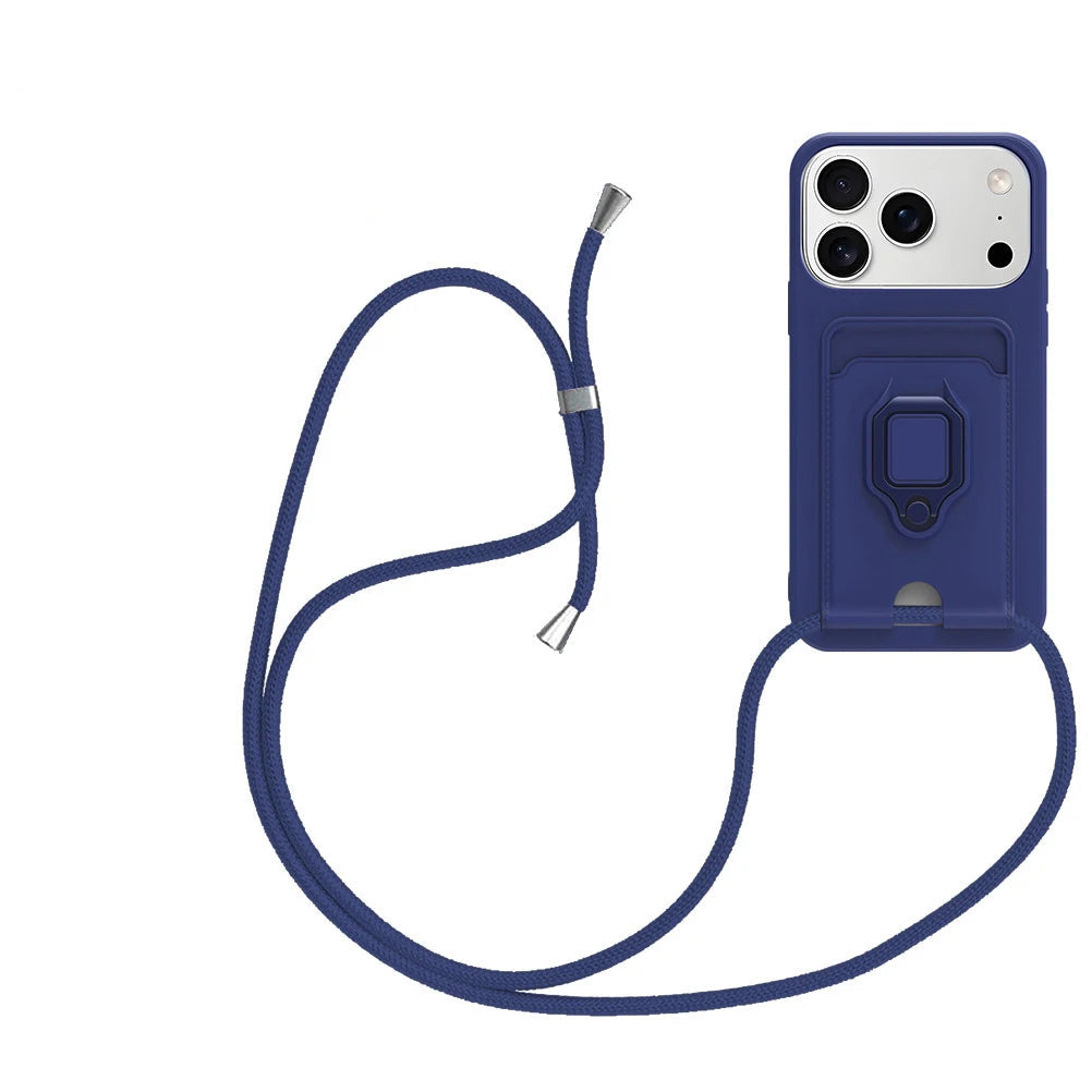 Shockproof Soft Case with Lanyard Strap & Card Slot for iPhone 17 Series