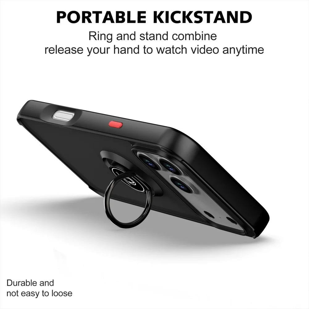 Shockproof Armor Matte Case with Magnetic Ring Holder for iPhone 17 Series