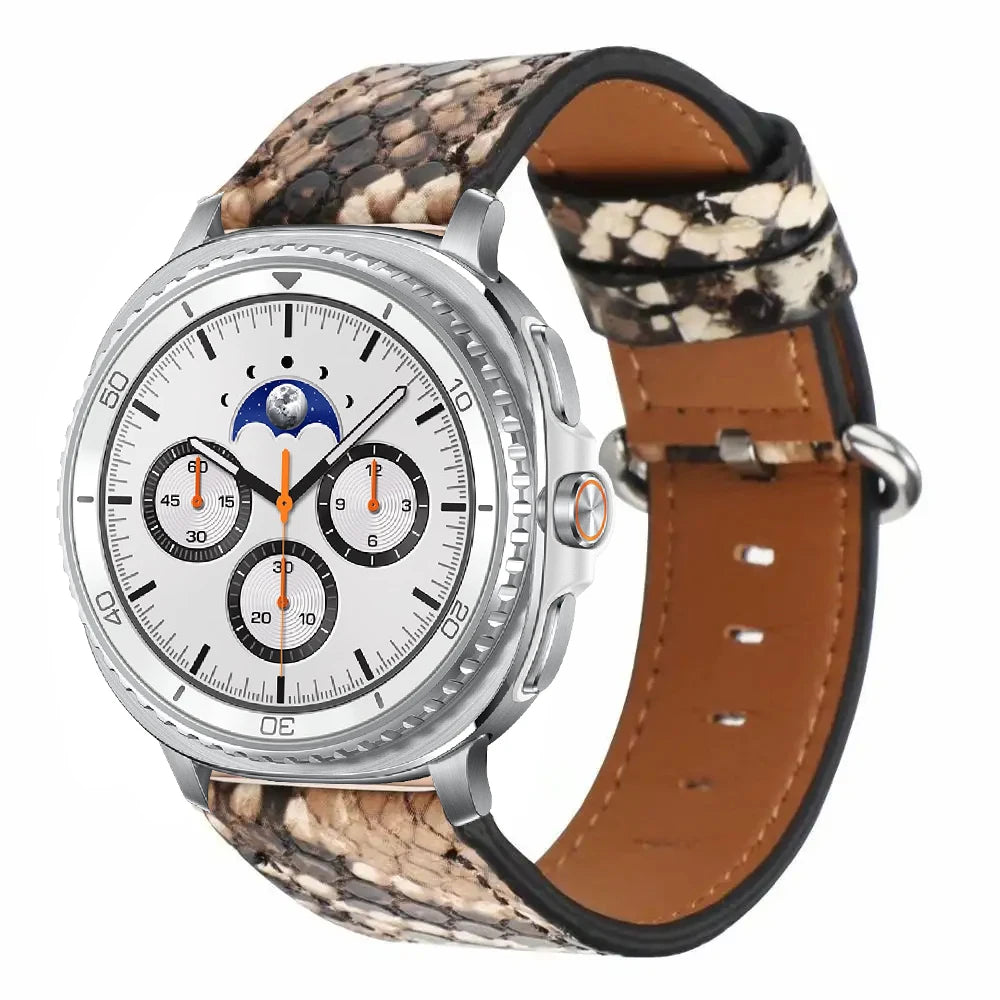 Genuine Leather Snake Pattern Bracelet Strap for Samsung Galaxy Watch 8 & Galaxy Watch 8 Classic