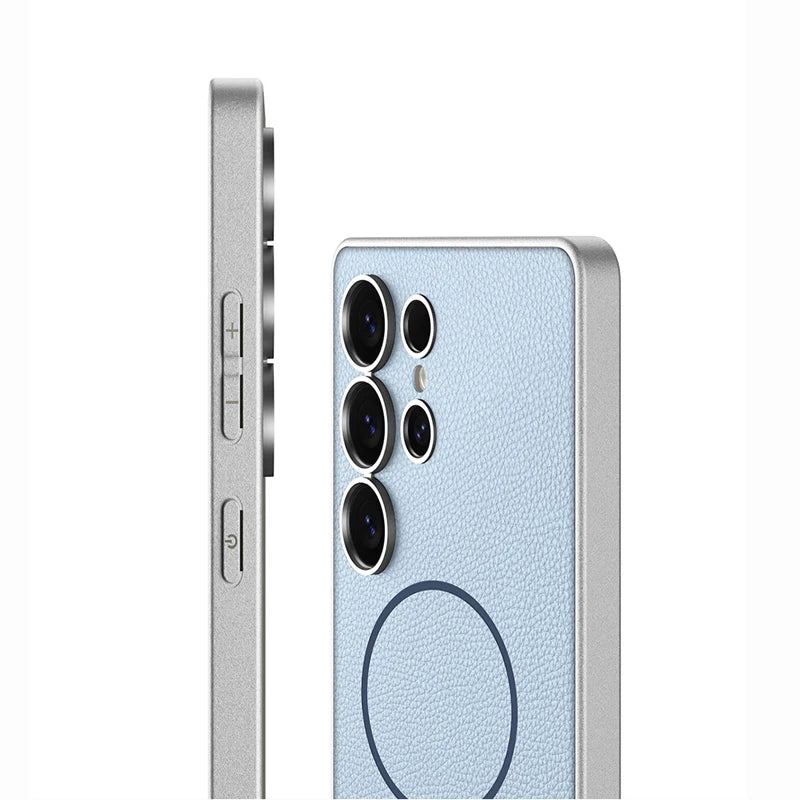 Samsung Galaxy S25 Ultra Magnetic Leather Phone Case with Lens Protection