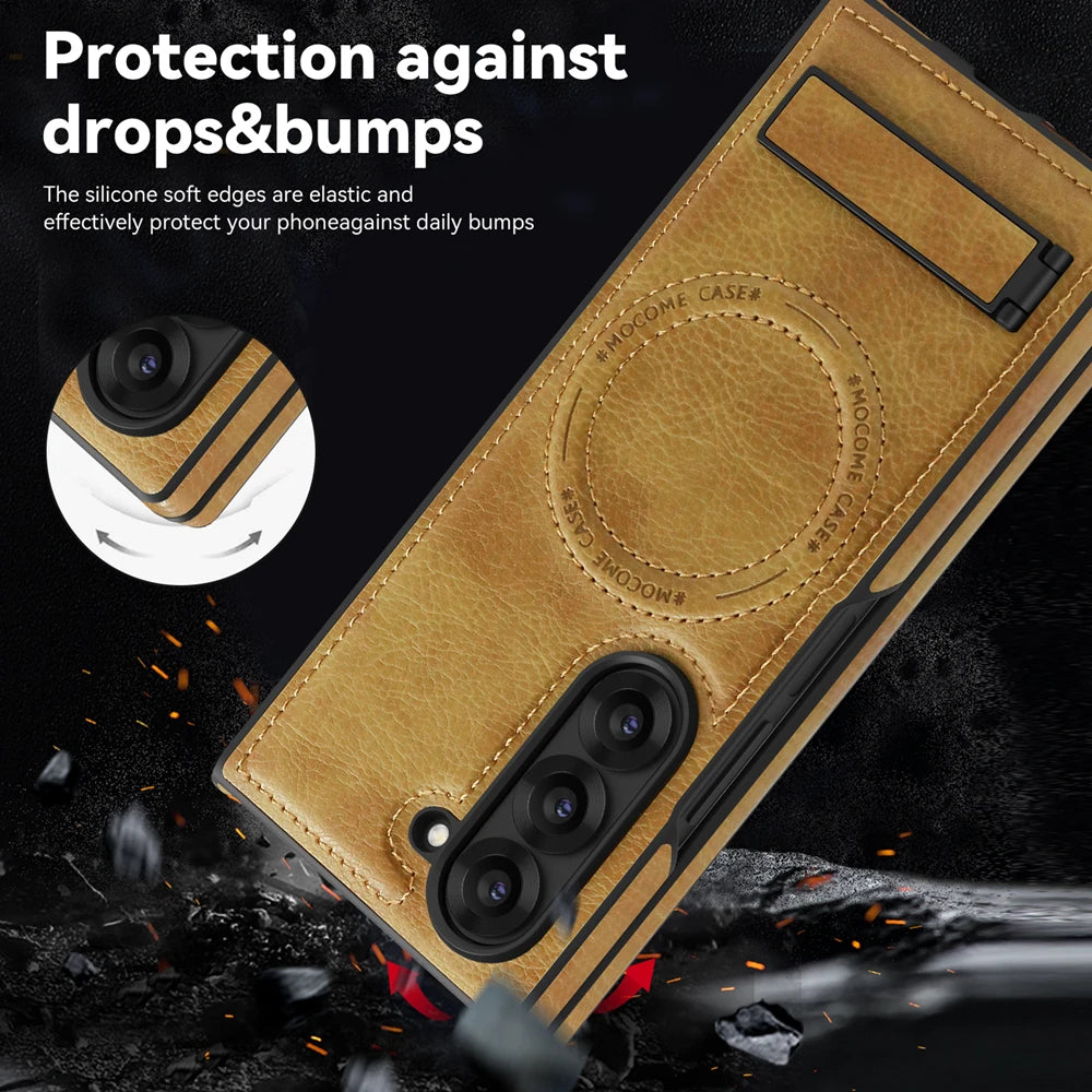 Samsung Galaxy Z Fold 6 PU Leather Magnetic Case with Kickstand