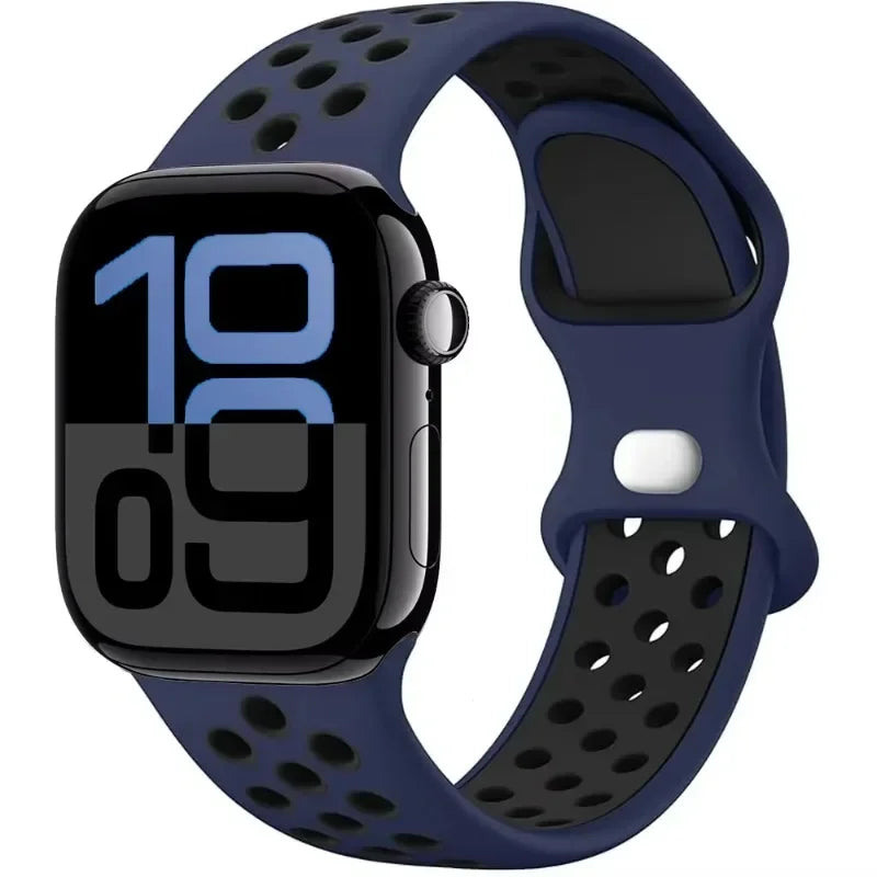 Breathable Silicone Band with Perforated Ventilation for Apple Watch