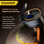 Essager 45W 4-in-1 Fast Car Charger with LED & Retractable USB-C Cable