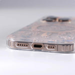 Transparent Laser-Cut Floral MagSafe Case with Raised Lens Ring for iPhone 16 Series