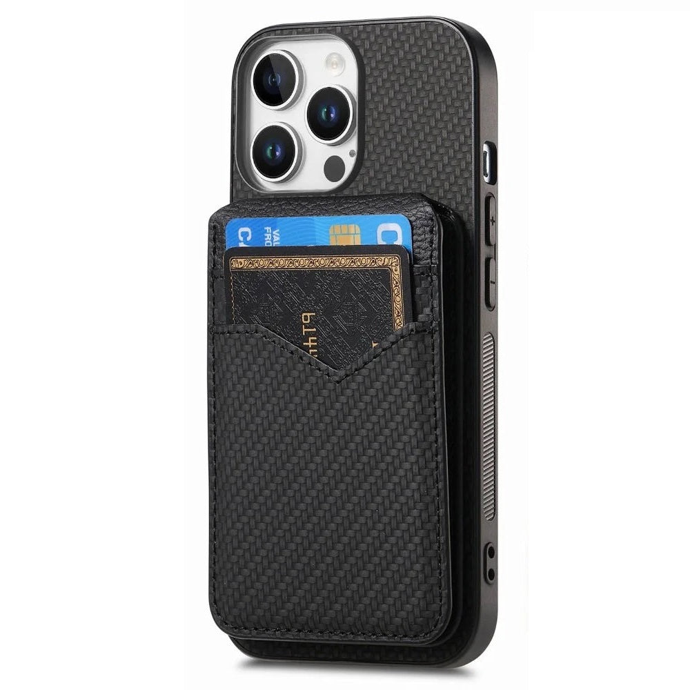 iPhone 16 Series Carbon Fiber MagSafe Case with Magnetic Wallet