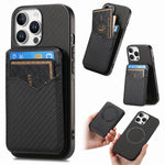 iPhone 16 Series Carbon Fiber MagSafe Case with Magnetic Wallet