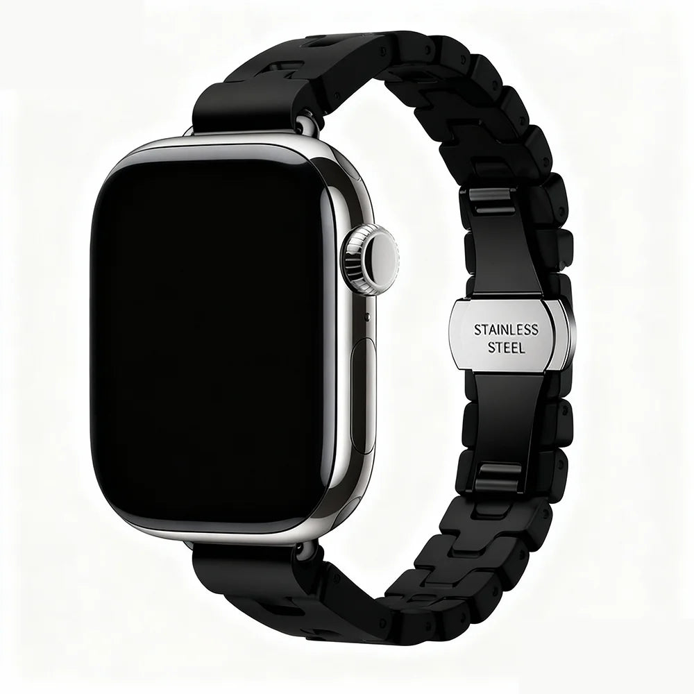 Stainless Steel Band with Butterfly Clasp for Apple Watch