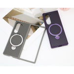 Carbon Fiber Leather Case with Rotating Ring Bracket for Samsung Galaxy Z Fold 6