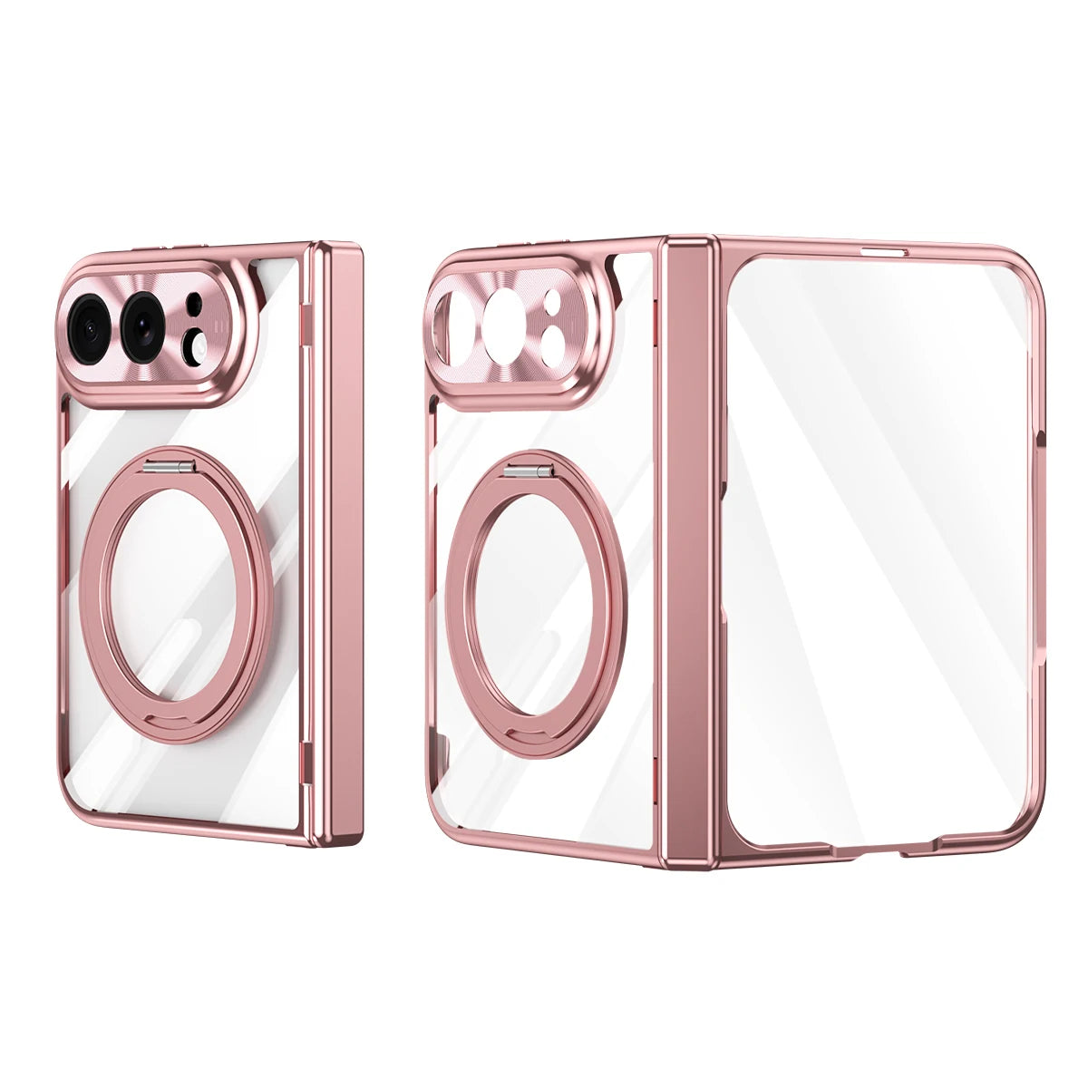 Electroplated MagSafe Case with 360° Rotating Ring Stand for iPhone Duo