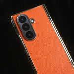 Genuine Leather Case with Raised Camera Protection Ring for Samsung Galaxy Z Fold 7