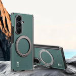 Textured Leather Shockproof Kickstand Case with 360° Rotating Ring for Samsung Galaxy Z Fold 7