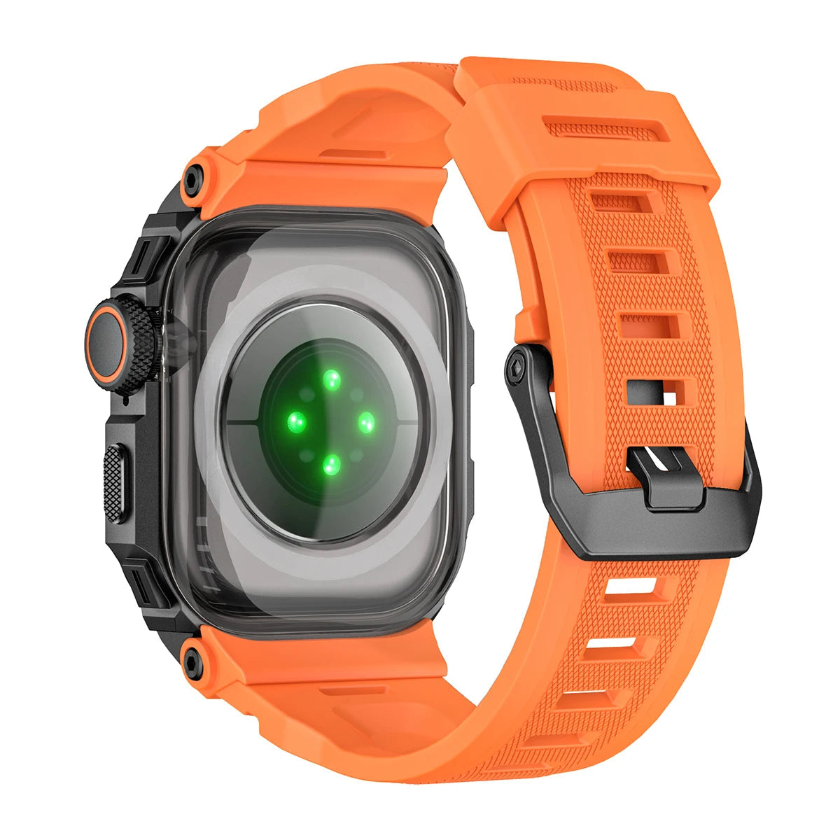 Integrated Silicone Case Band with Metal Bumper for Apple Watch