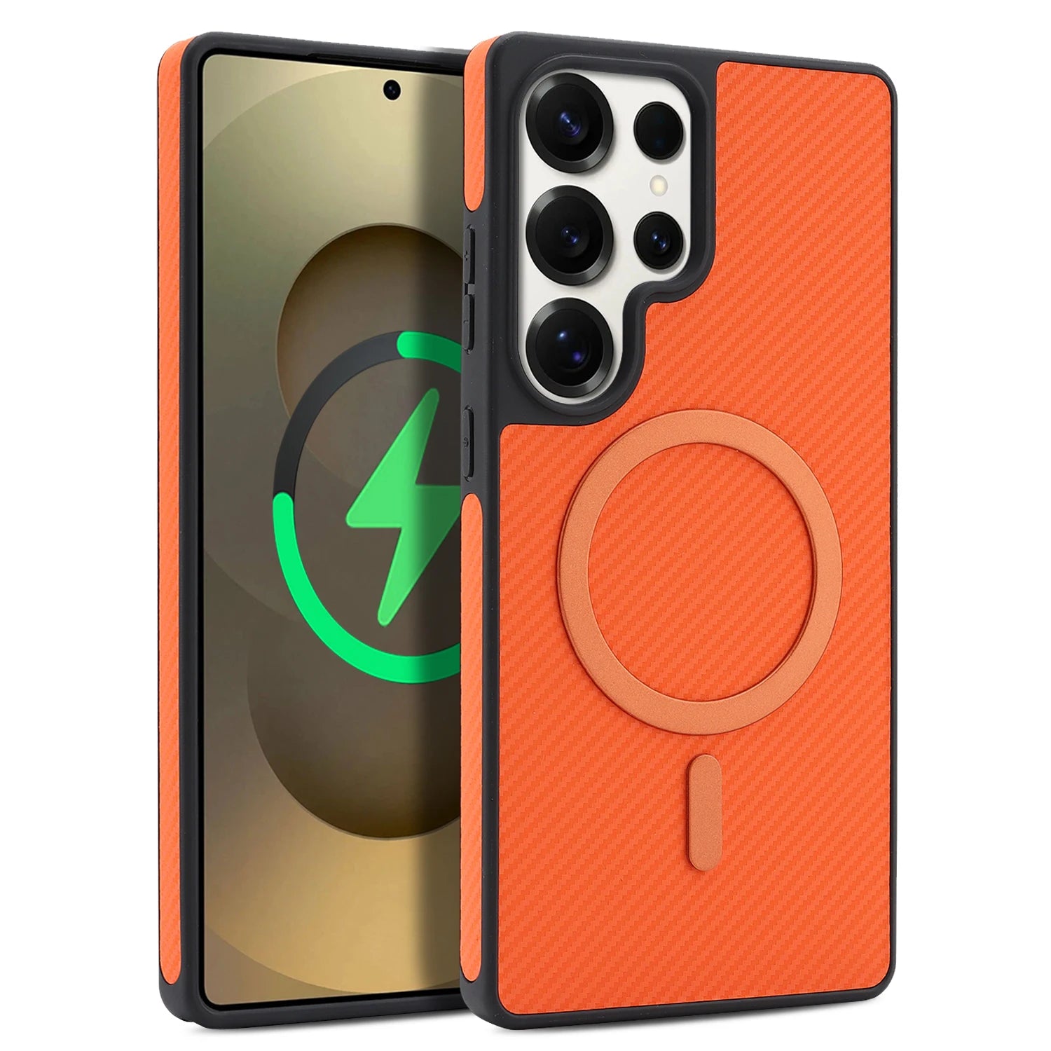 Carbon Fiber Magnetic Leather Case for Samsung Galaxy S25 Series