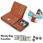 Premium Leather Wallet Case with 360° Ring for iPhone 16 Series