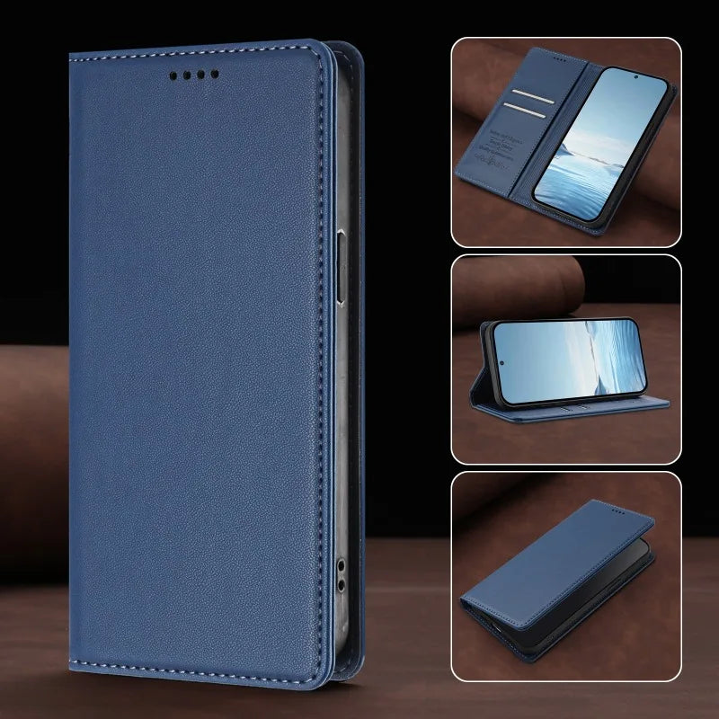 Samsung Galaxy S26 Series Leather Wallet Cover with Magnetic Closure