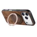 Skin-Feel Leather Case with 360° Rotating Ring for iPhone 17 Series