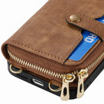 Multi-Functional Crossbody Leather Case with Card Slots & Zipper Pouch for iPhone 17 Series