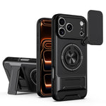 iPhone 17 Series MagSafe Case with Lens Slide Cover and 360° Ring Stand