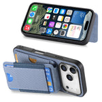 Carbon Fiber Design Vertical Flip Phone Holder Wallet Case for iPhone 17 Series