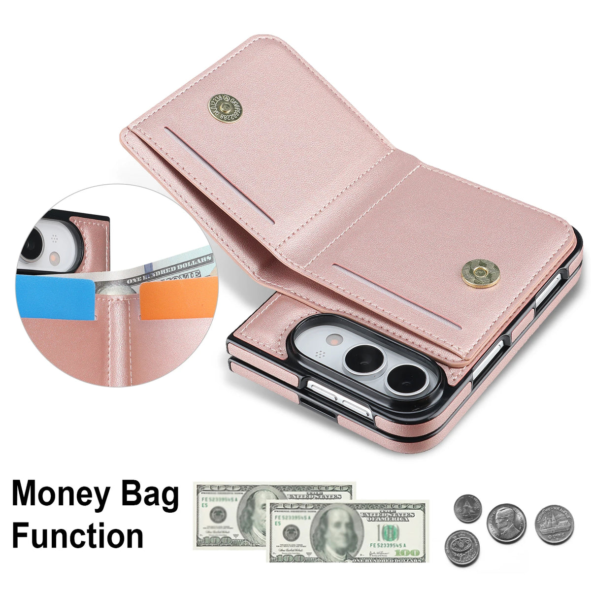 Textured Leather Vertical Flip Wallet Case with Built-In Kickstand for iPhone Duo
