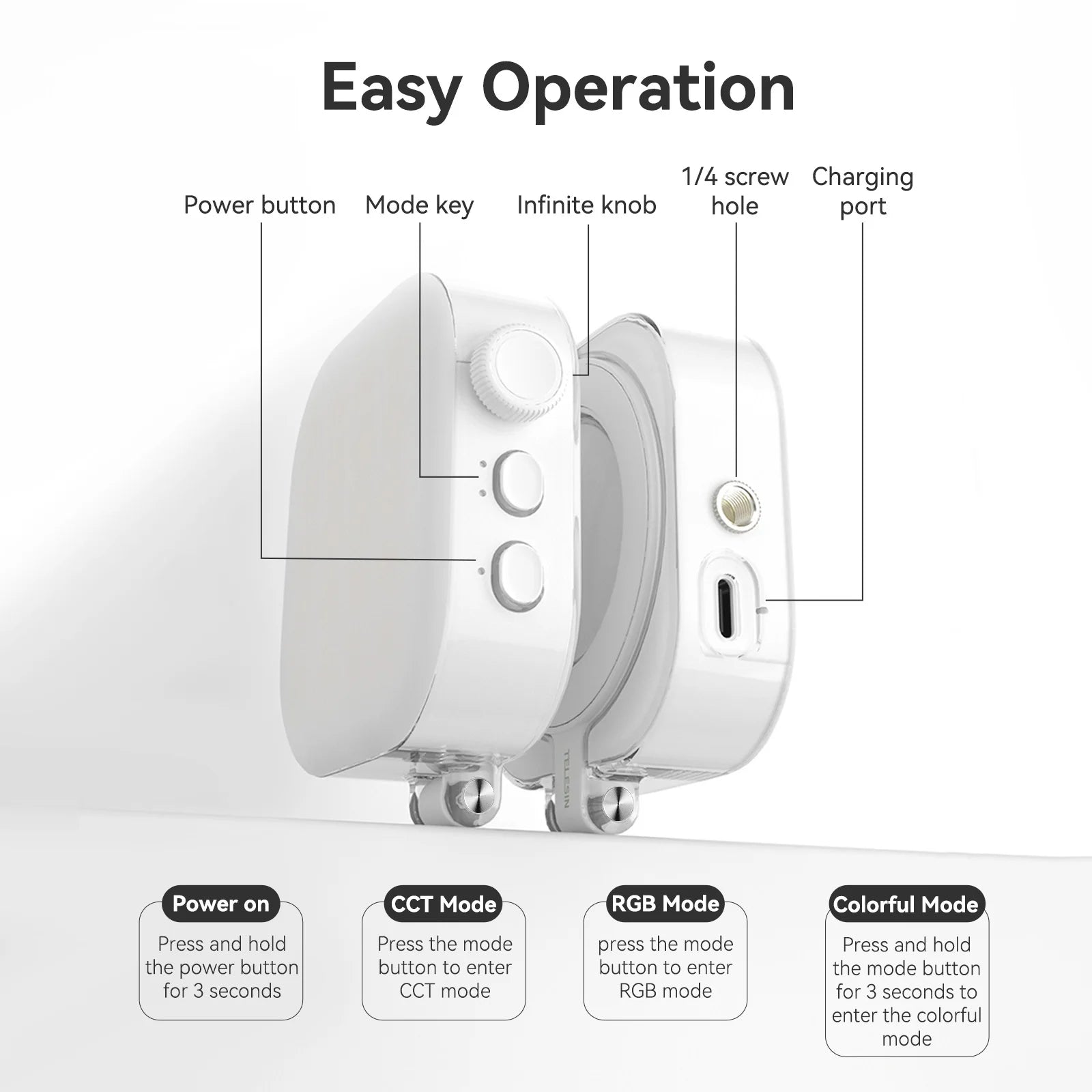 TELESIN Magnetic Clip-On Selfie Ring Light