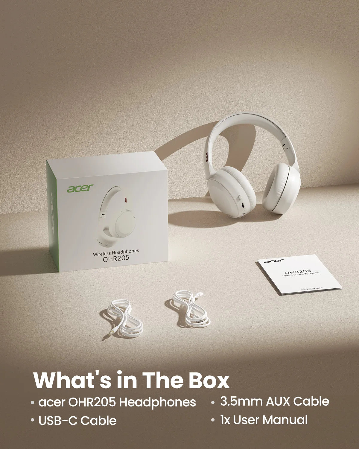 Acer OHR205 HiFi Stereo Wireless  Over-Ear Headphones