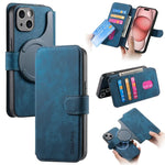 Magnetic Leather Wallet Case with Detachable Card Slot for iPhone 15 Series