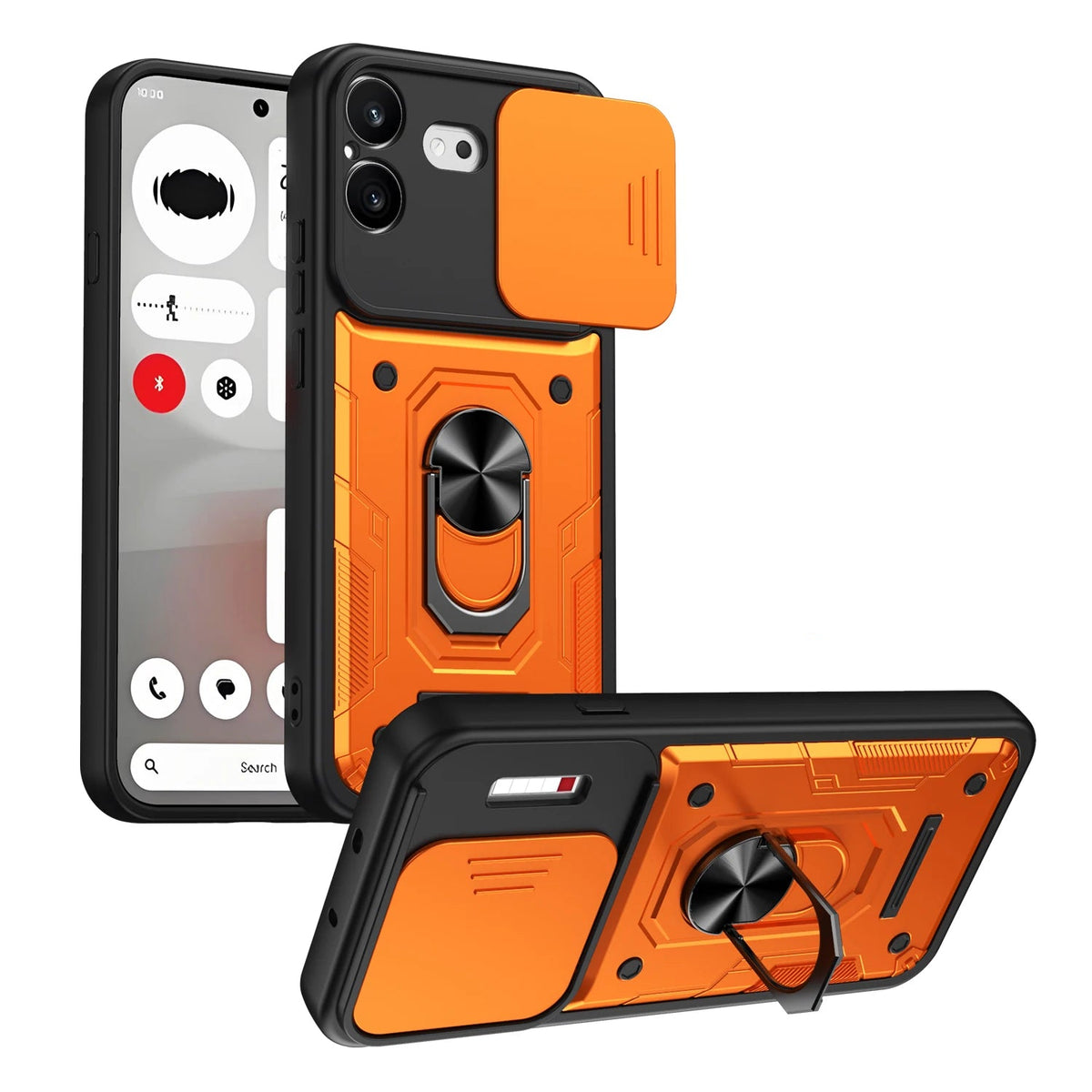 Sliding Camera Lens Protection Case with Rotating Ring Stand for Nothing Phone (4b)