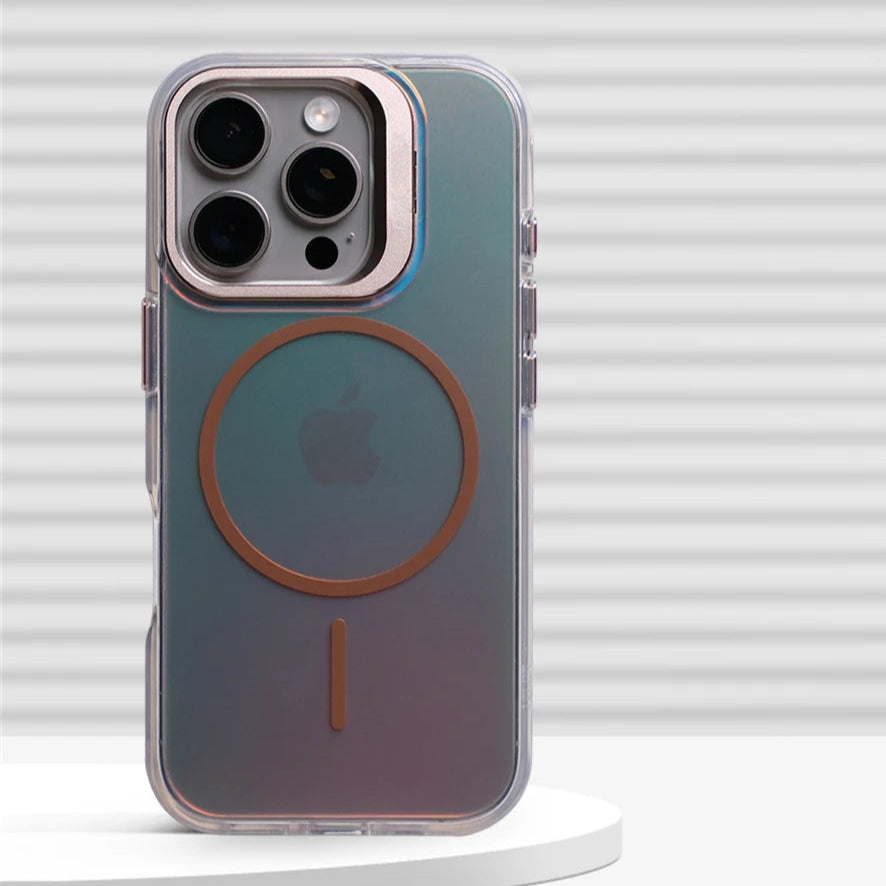 Premium Shockproof Laser Gradient MagSafe Case with Built-In Kickstand for iPhone 15 Series