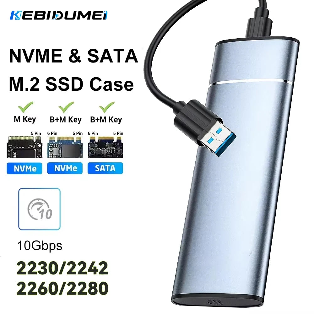 KEBIDUMEI Tool-Free M.2 SSD External Enclosure USB 3.2