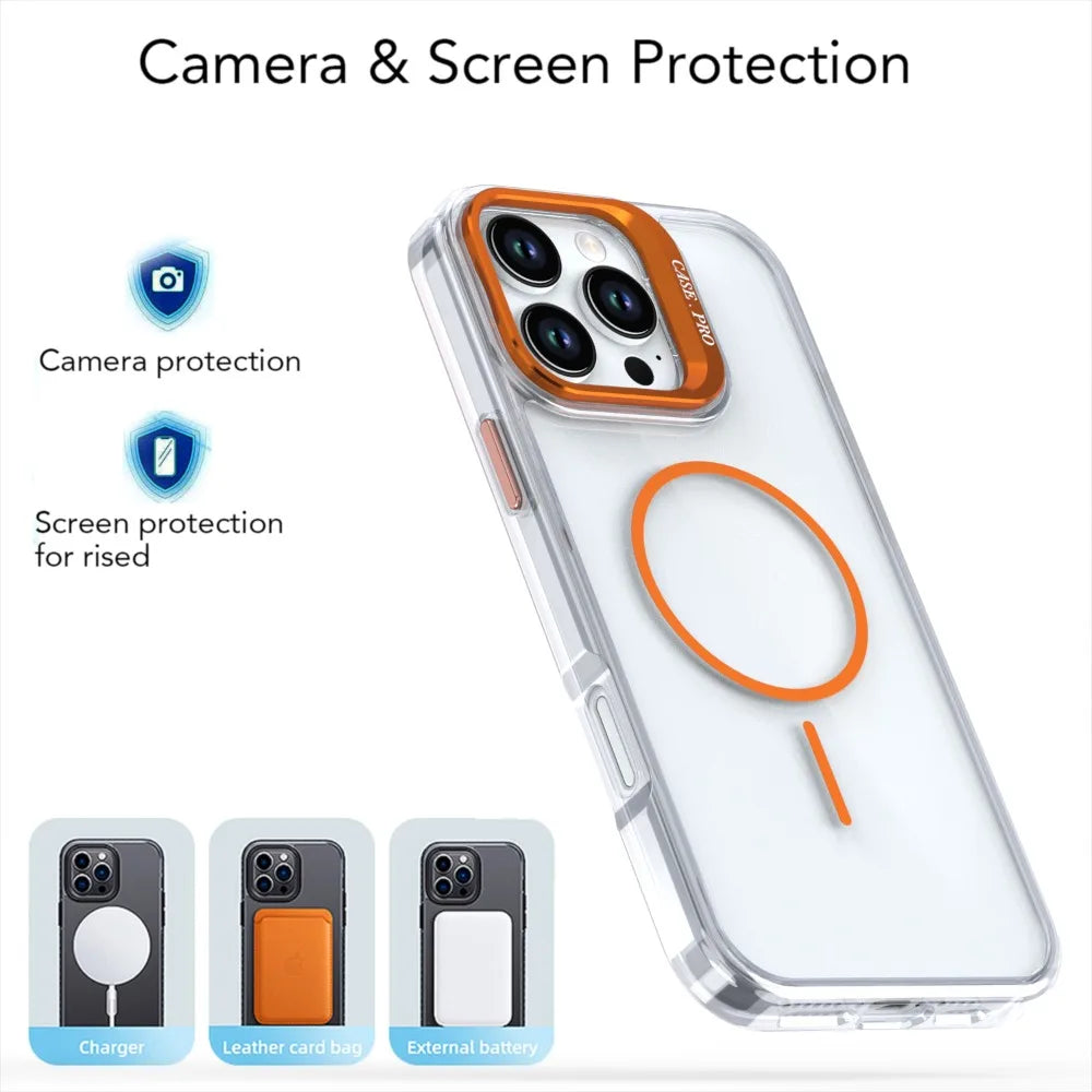Luxury Transparent MagSafe Case with Camera Guard & Stand for iPhone 16 Series