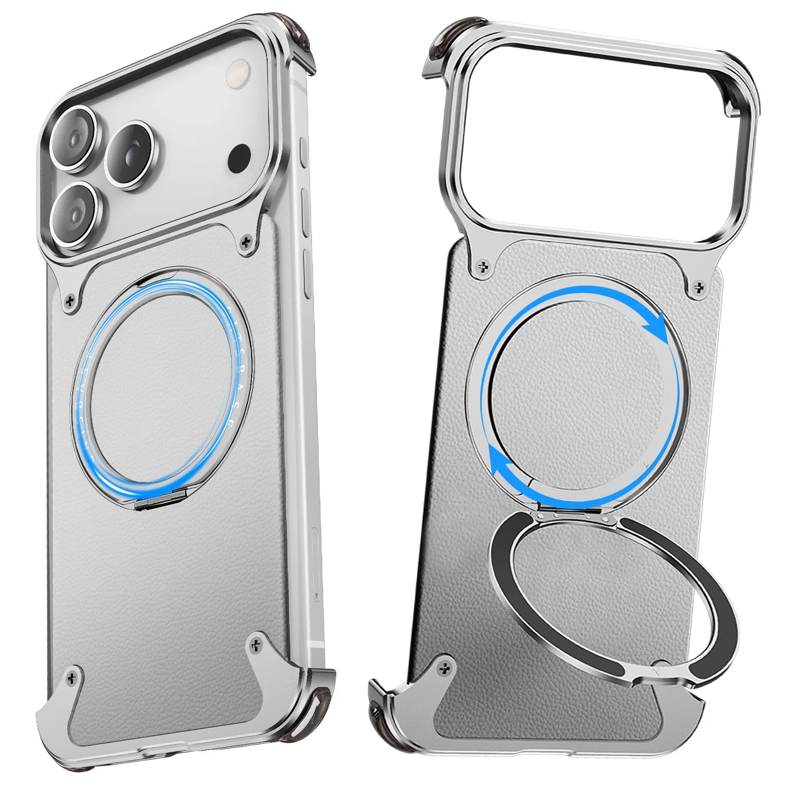 Leather Bumper Case with 360° Rotating Ring Stand for iPhone 18 Series