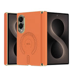 Embossed Leather Magnetic Hinge Shield Case for Samsung Galaxy Z Fold 8