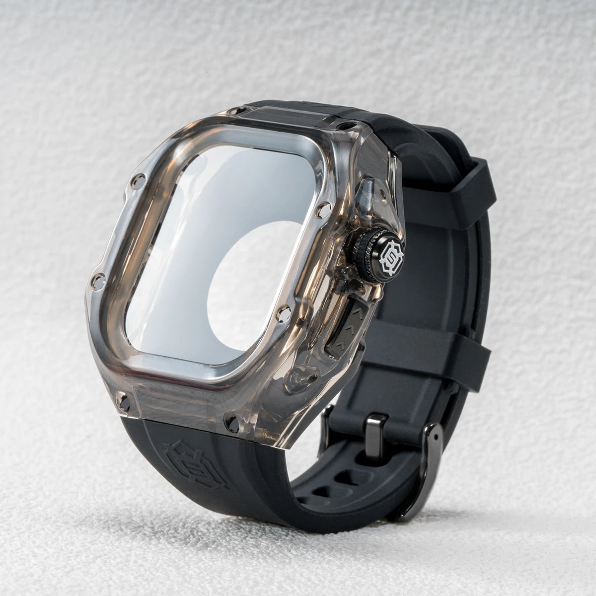 Luxury Transparent Protective Case with Silicone Strap for Apple Watch Ultra