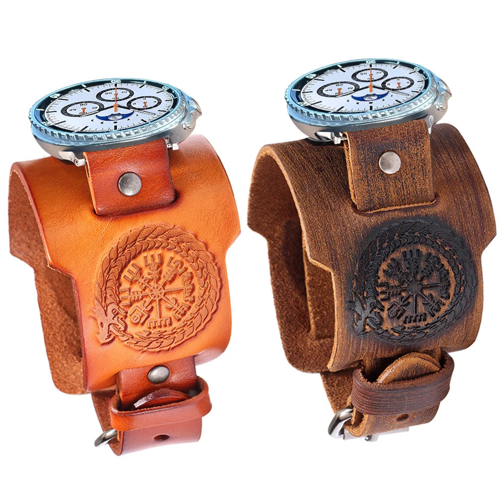 Genuine Leather Watch Band with Metal Buckle for Samsung Galaxy Watch 9