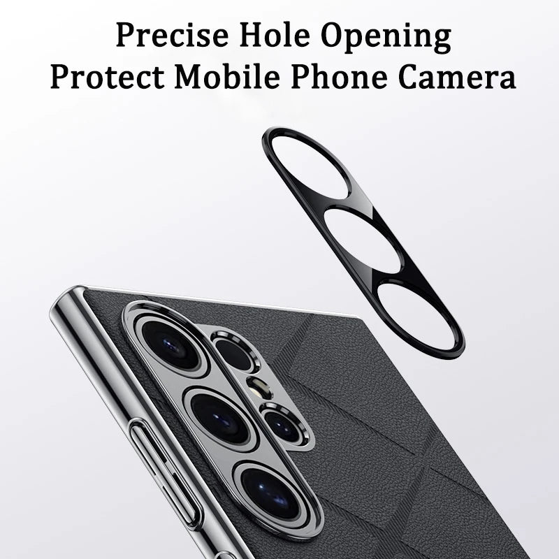 Plaid Grid Leather PU Case with Plating Lens for Samsung Galaxy S24 Series