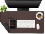 Large Leather Desk Pad with Stitched Edges and Rubber Base