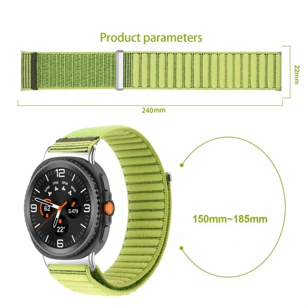 Elastic Nylon Velcro Watch Strap with Breathable Woven Design for Samsung Galaxy Watch 9