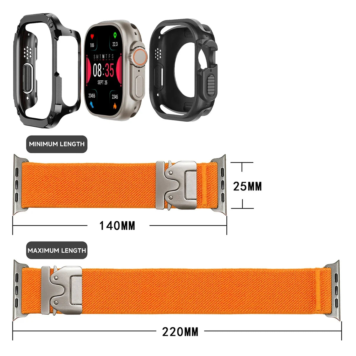 Protective Case and Nylon Sport Strap for Apple Watch