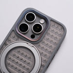 Frosted Grid Mesh MagSafe Case with 360° Rotating Kickstand for iPhone 16 Series