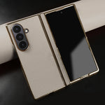 Genuine Leather Case with Raised Camera Protection Ring for Samsung Galaxy Z Fold 7