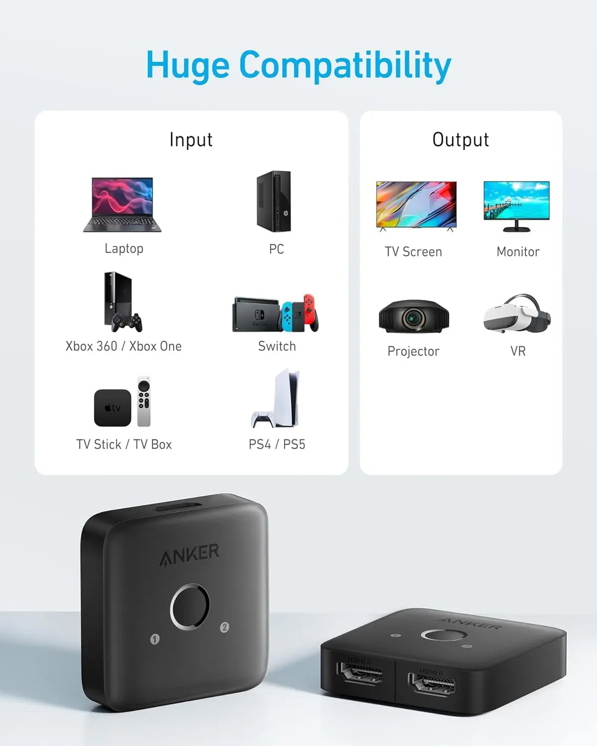 Anker 4K@60Hz Bi-Directional HDMI Switcher