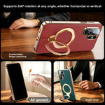 Leather Case with 360° Rotating Magnetic Ring Bracket for Samsung Galaxy S24 Series