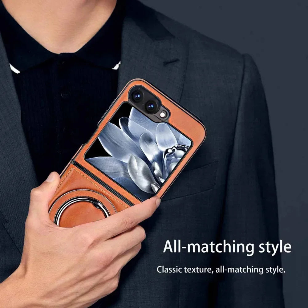 Shockproof Magnetic Ring Stand Phone Case with Kickstand for Samsung Galaxy Z Flip 6